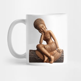 Afrocentric Woman Wooden Carving Mug